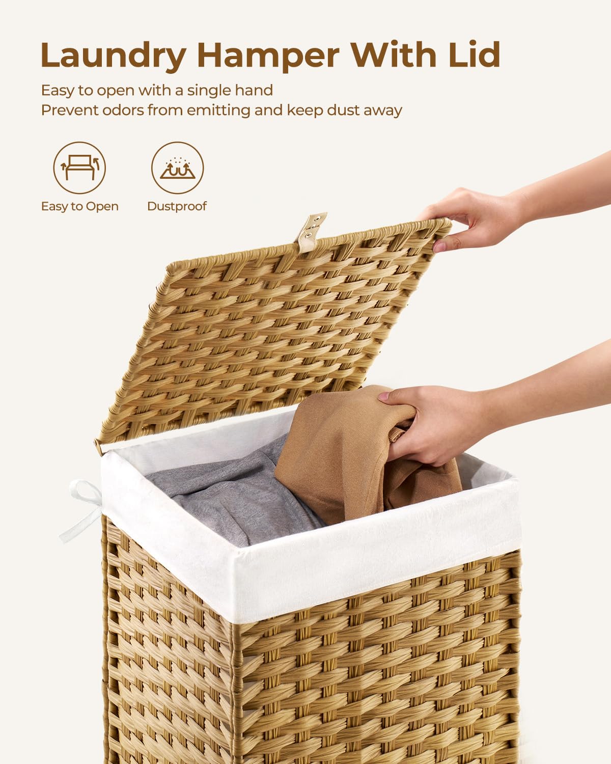 Amazon.com: GREENSTELL Laundry Hamper with Lid, 60L Clothes Hamper